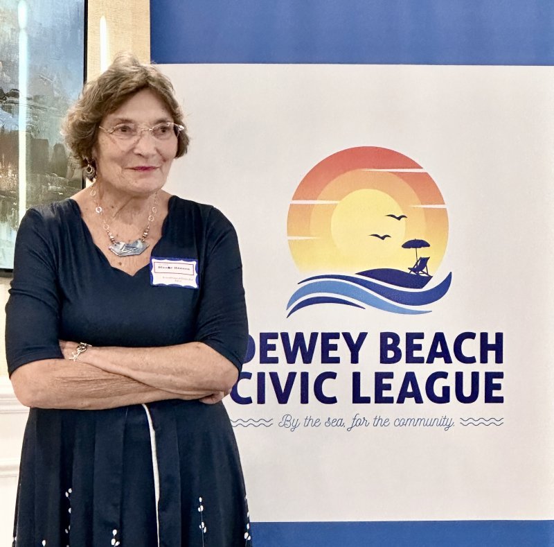 Dewey Beach Civic League President Diane Hanson greets the audience and serves as emcee. SUBMITTED PHOTOS